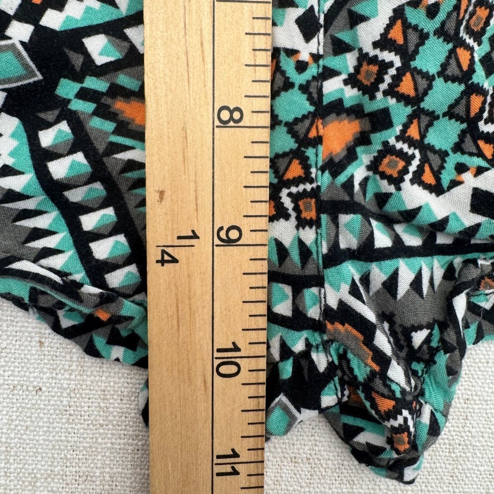 Kiss And Cry Womens Tribal Aztec Geometric Rayon‎ Shorts Teal Orange Size Large - Picture 10 of 13